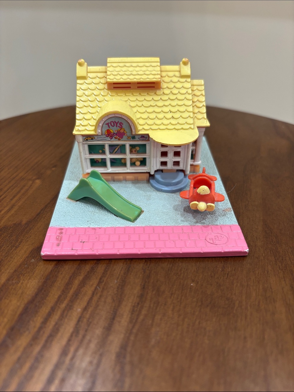 Yellow Playhouse Doll Accessory Set with Green Slide and Pink Base
